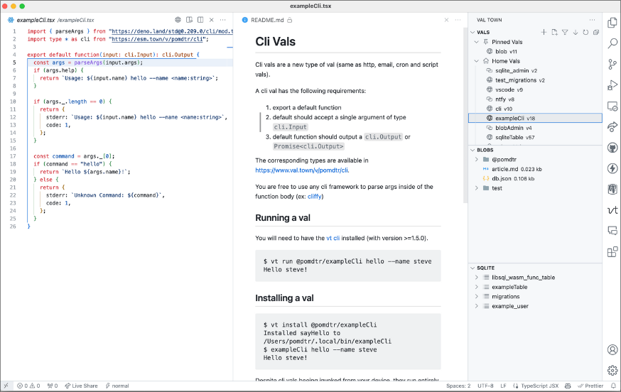 image of Val Town vscode extension